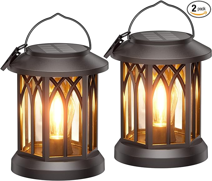 WdtPro Solar Lanterns Outdoor Waterproof Hanging Solar Lights, 2 Pack